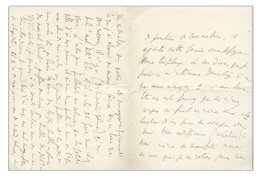 Marcel Proust Autograph Letter Twice-Signed -- ''...your absolutely unique style as an ironic writer and painter of characters...''